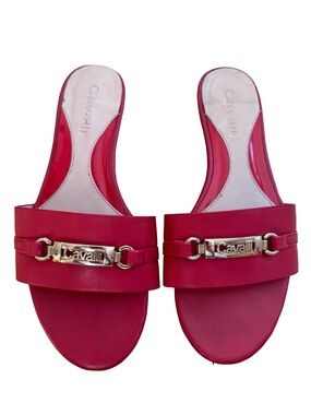Vintage Cavalli Red Leather Slide Sandals